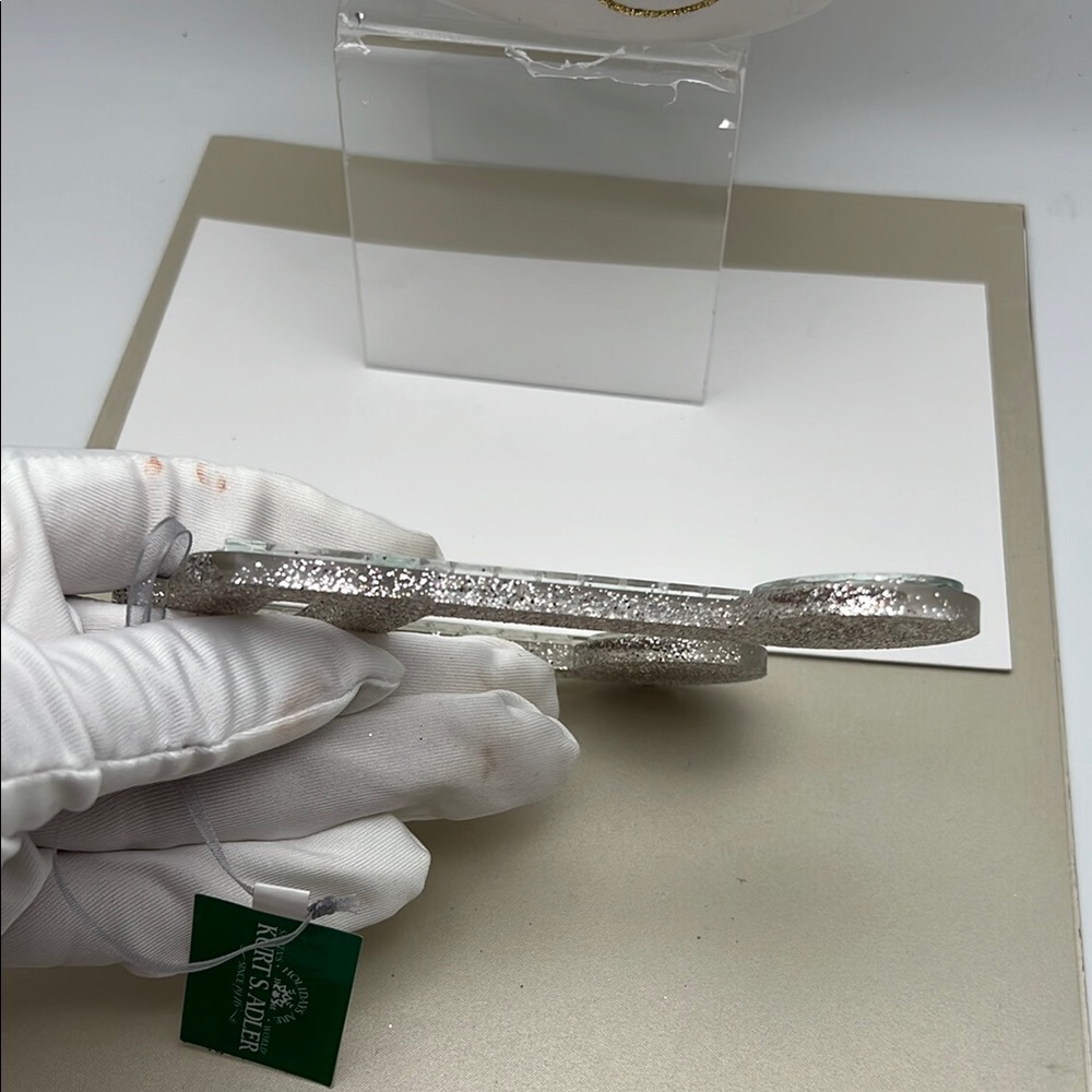 Silver / Glitter / Mirrors Music Note Ornament 4.5” H x 4.5” W x .25” D - Picture 7 of 15